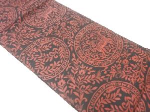 アンティーク　動物に花鳥模様織出し袋帯（材料）